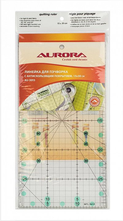 Линейка для пэчворка 30*15см, арт.AU-3015